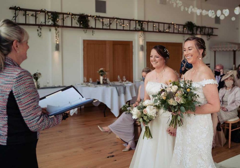 Two brides at Devon wedding venue